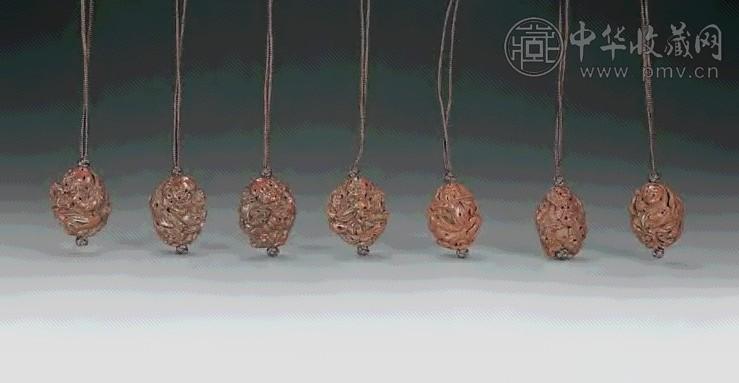 清 核雕罗汉珠 七粒