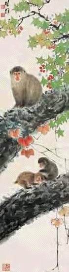 方楚雄 三世封猴 立轴 设色纸本