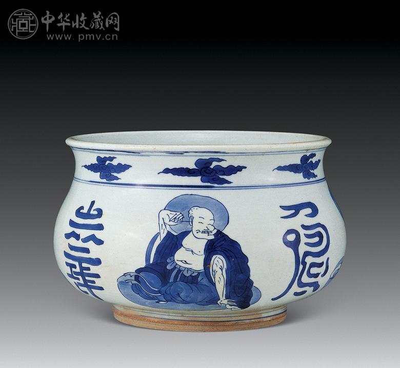 清康熙 青花罗汉炉