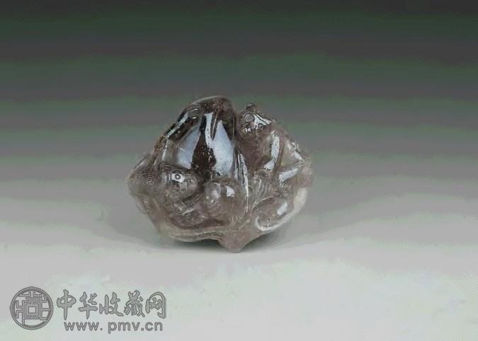 清 发晶雕灵猴献寿