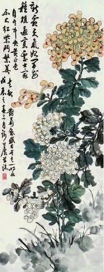 谢公展 菊花 立轴 纸本