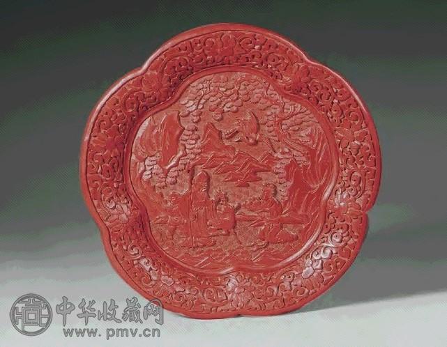 清 雕漆剔红麻姑献寿盘