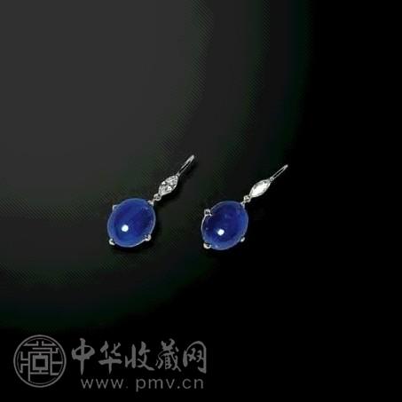 蓝宝石钻石耳环