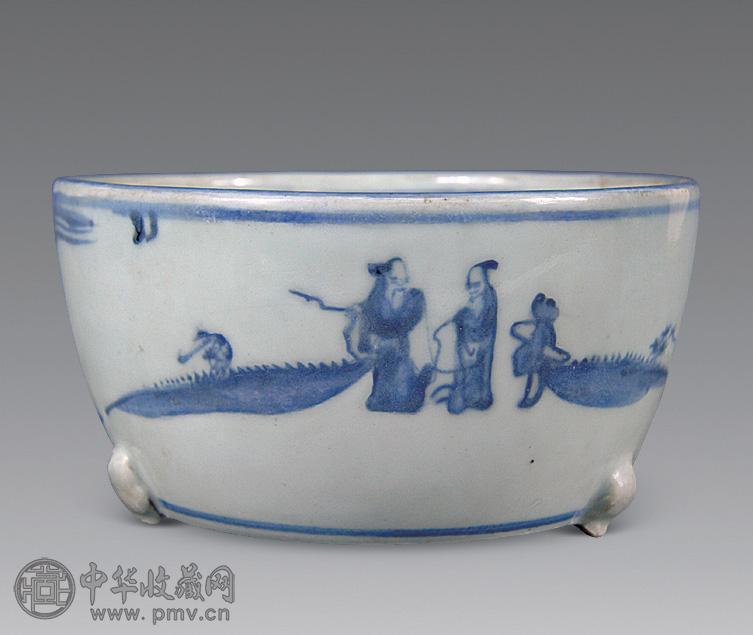 明 青花高仕图香炉 明 青花高仕图香炉