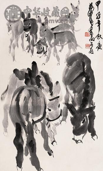 黄胄 群驴 立轴 纸本