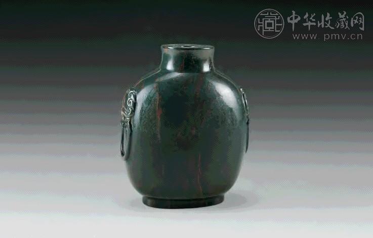 清 花玛瑙铺首耳鼻烟壶