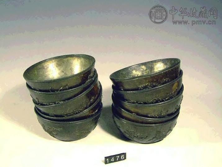 椰子壳雕花蝶碗(10件)