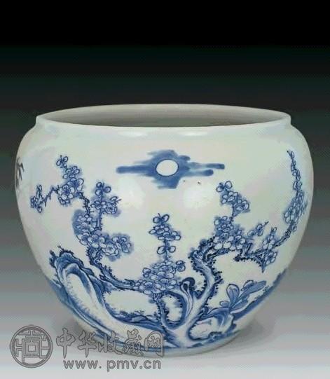 清康熙 青花岁寒三友图笔洗