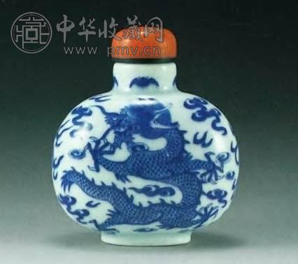 清道光 青花云龙鼻烟壶