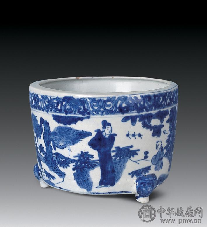 明嘉靖 青花高士炉