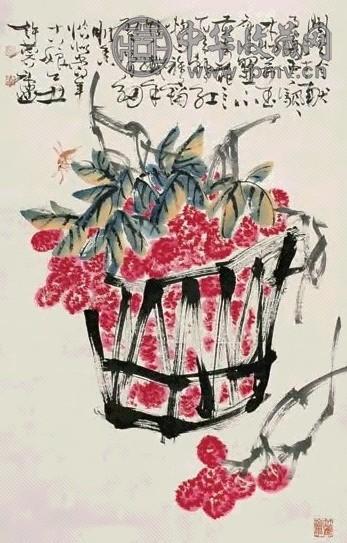 许麐庐 1985年作 荔香时节 立轴 设色纸本