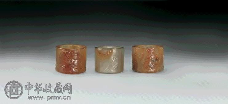 清 玛瑙雕猴 花鸟 狮子纹扳指