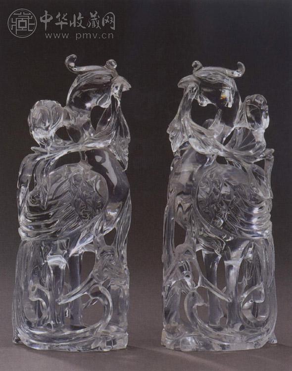 晚清 水晶凤凰摆件(1对)