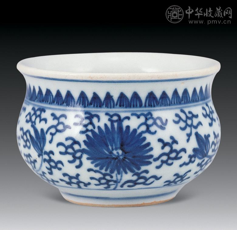 清 康熙 青花花卉纹小香炉