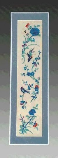 清同治 刺绣花鸟镜心
