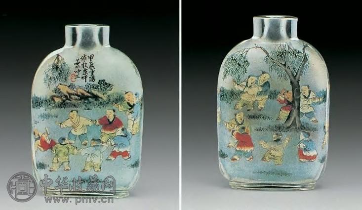 清 叶仲三内画婴戏图鼻烟壶