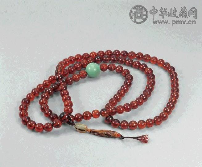 清 琥珀佛珠 一串