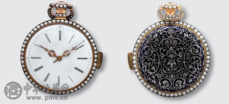 烧蓝嵌银丝珍珠口开面二问自打琴表