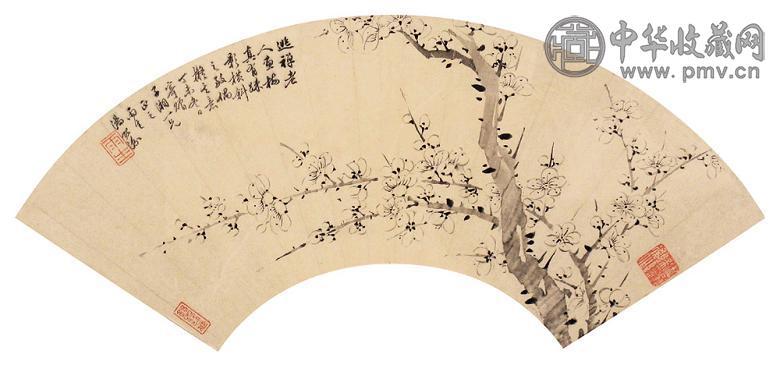 汤贻汾 丁未(1847年)作 梅花 扇面 水墨纸本