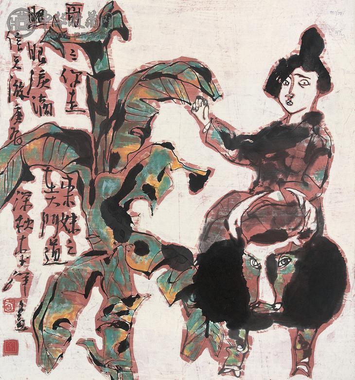 李洋 庚辰(2000年)作 信天游 镜心 设色纸本