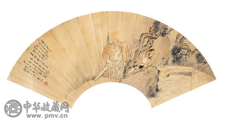 钱慧安 庚寅(1890年)作 人物 扇面 设色纸本