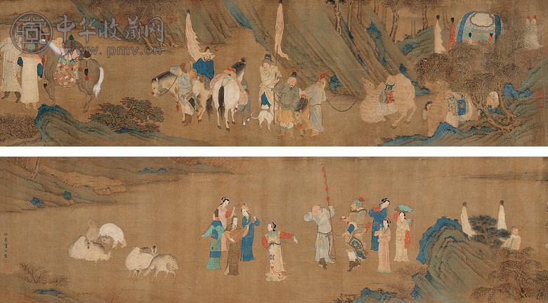 仇英(款) 山水人物 卷 设色绢本