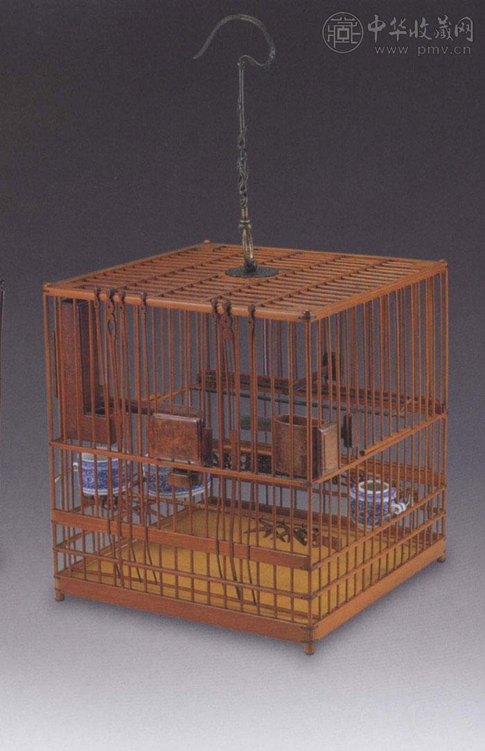 清 竹方鸟笼
