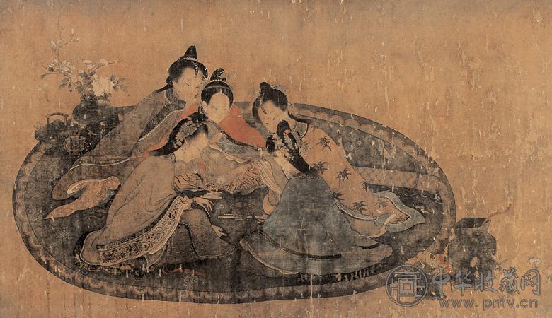 行乐图 镜心 绢本