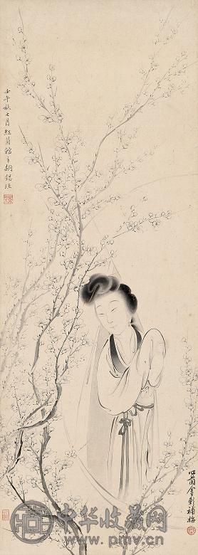 胡锡圭 金心兰 壬午(1882)年作 罗浮梦影 立轴 设色纸本