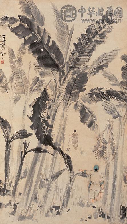 赵望云 1941年作 蕉荫农妇 立轴 设色纸本