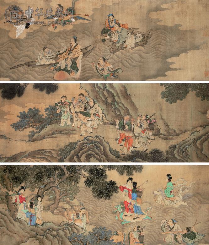 赵雍(款) 人物 手卷 设色绢本