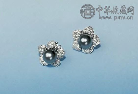黑珍珠钻石耳环