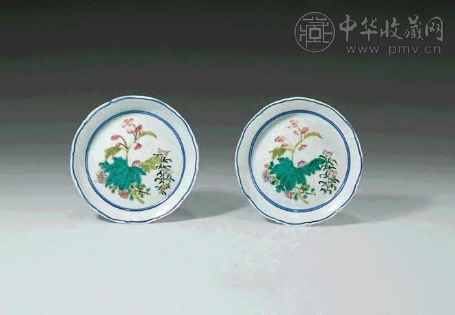 清 粉彩花卉花口洗(1对)