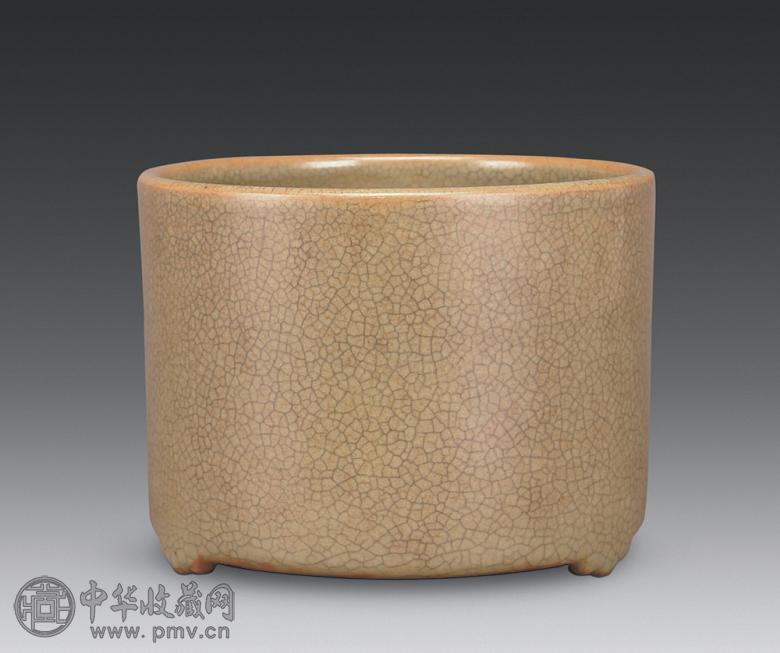 清 仿哥釉筒炉 清 仿哥釉筒炉