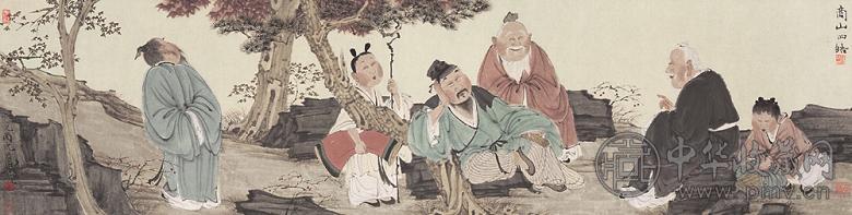 徐乐乐 乙酉(2005年)作 商山四皓 镜心 设色纸本