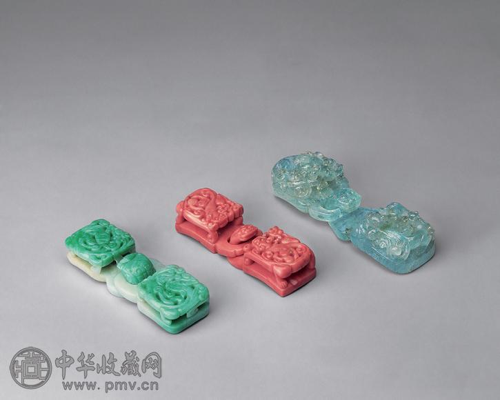 清中期 珊瑚 翡翠 碧玺带(1组)