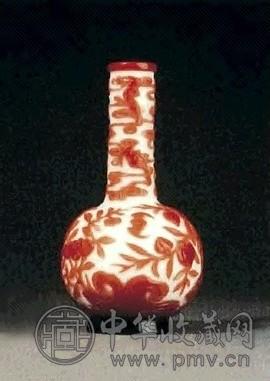 清乾隆白地套红料桃蝠纹瓶收藏资讯|艺术家|书画家|书画名人|书法家