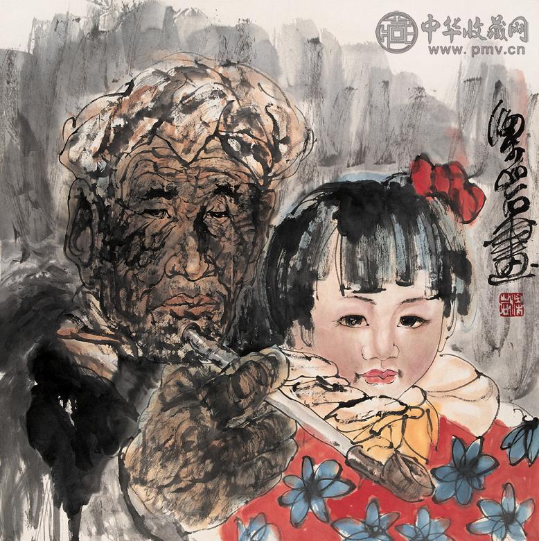 梁岩 人物 镜心 纸本