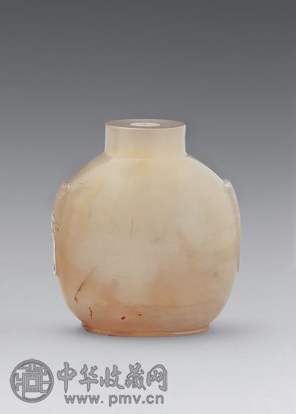 清 玛瑙铺首耳烟壶