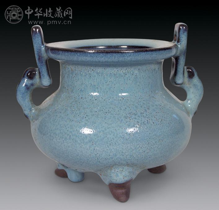 钧窑冲天耳香炉
