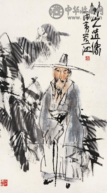 卢沉 丙寅(1986年)作 人物 立轴 纸本
