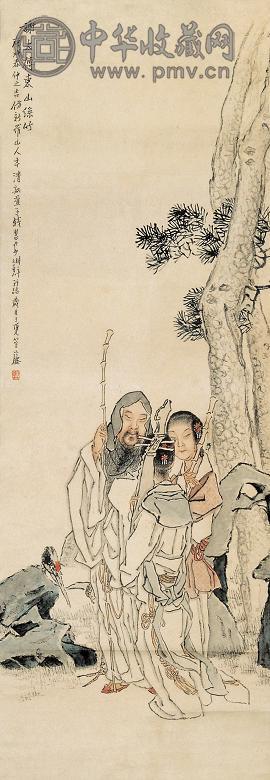 钱慧安 谢太傅东山丝竹 立轴 设色纸本