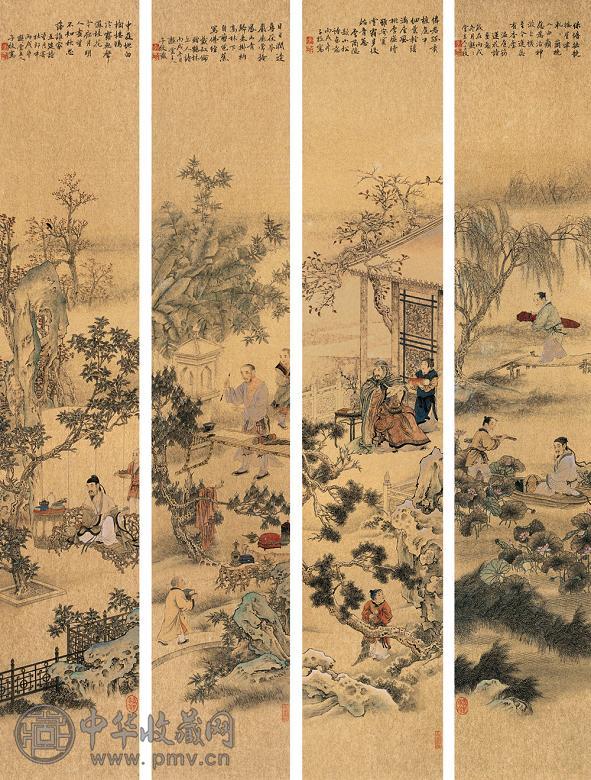 李子牧 丙戌(2006年)作 人物故事 镜心 金笺