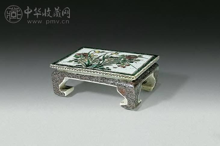清康熙 素三彩花鸟小墨床