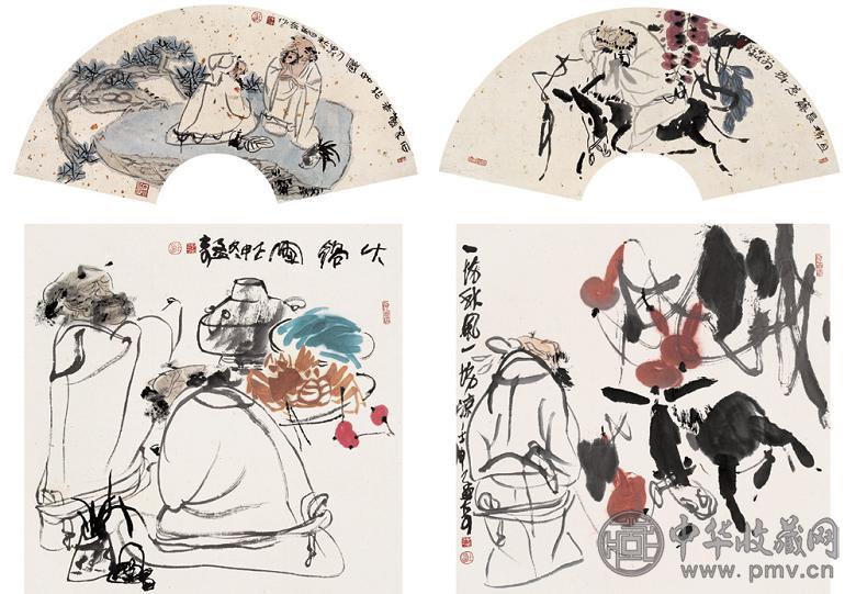 王孟奇 壬申(1992年) 甲戌(1994年)作 人物(4幅) 镜心 纸本