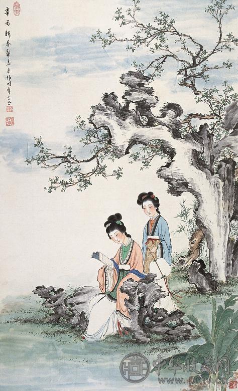 郑慕康 辛酉(1981年)作 仕女 立轴 纸本
