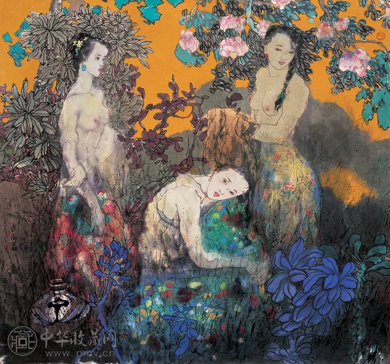南海岩 裸女 镜心 纸本