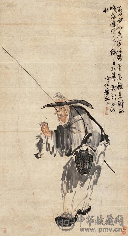 黄慎(款) 渔翁 立轴 纸本