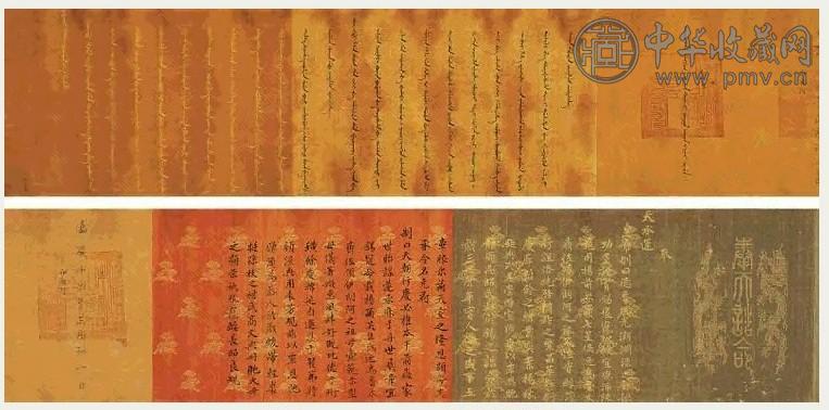 嘉庆 1809年作 楷书圣旨 手卷 锦本