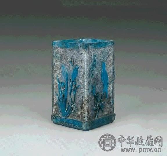 民国 料花鸟笔筒